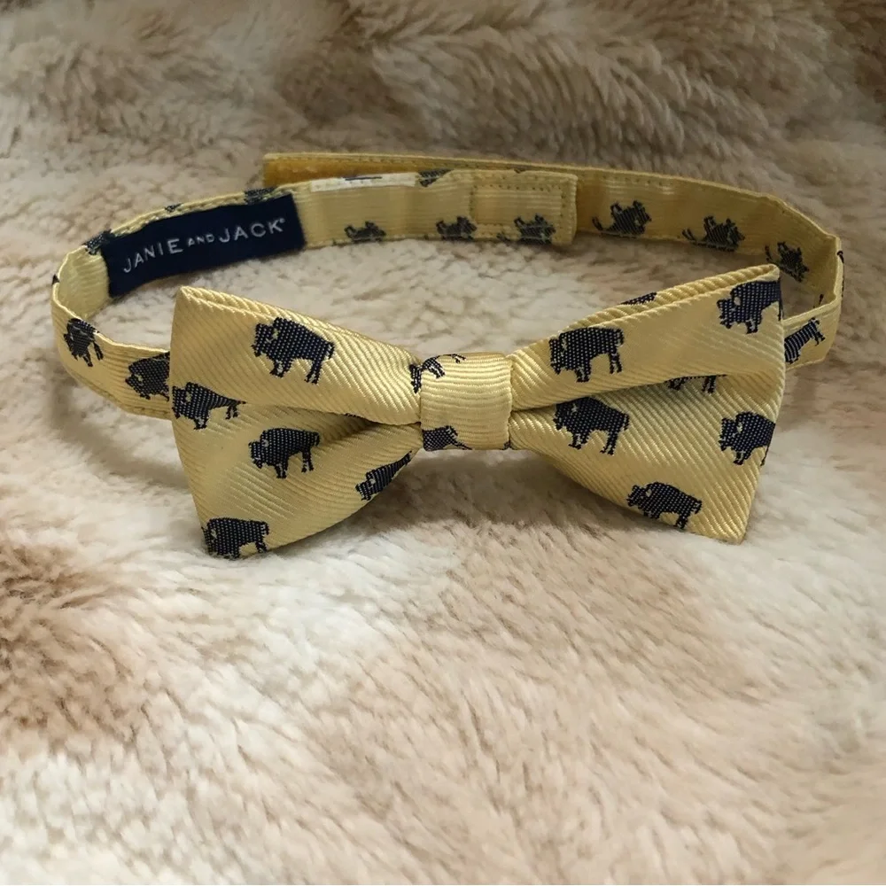 Janie an Jack Yellow Buffalo Print Boys Boy Ties ages 6-10.  Twinning